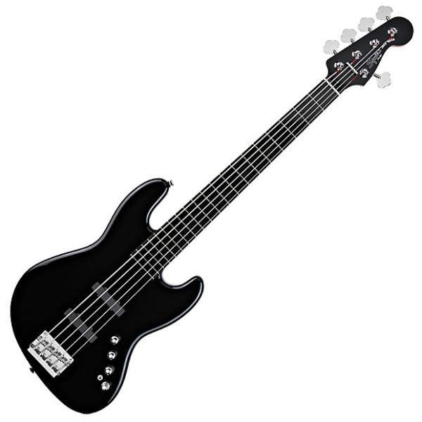 Custom Squier Deluxe Jazz Bass V Active (5 String) Ebonol Fingerboard - Black #1 image
