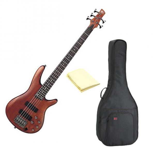 Custom Ibanez SR505BM Soundgear 5-String Bass Guitar in Mahogany with Kaces KQA-120 GigPak Bag and Cloth #1 image