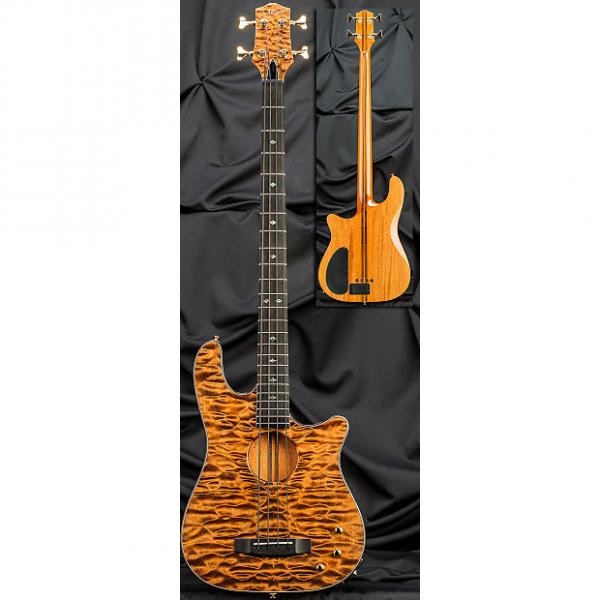 Custom Kiesel AC40 4 String Semi Hollow Acoustic Electric Bass Guitar Deep Umber Quilt with Soft Case #1 image