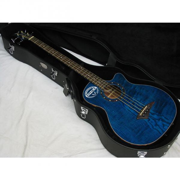 Custom DEAN Exotica Quilt Ash acoustic electric BASS guitar w/ HARD CASE Blue EQA EQABA #1 image