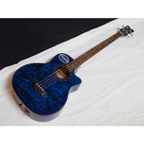 Custom DEAN Exotica Quilt Ash acoustic electric 4-string BASS guitar Blue - EQA EQABA #1 image