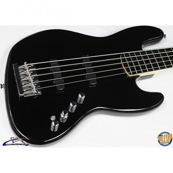 Custom Squier Deluxe Jazz Bass Active V 5-String Bass, Black, NEW #23750 #1 image