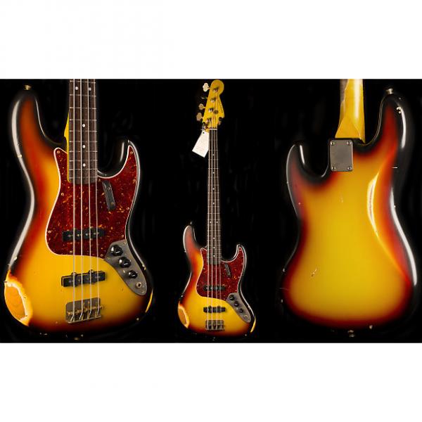 Custom Nash JB-63 3 Tone Sunburst Jazz Bass Guitar - Medium Aging #1 image