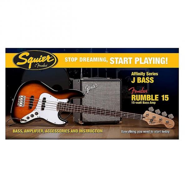 Custom Fender Squier Affinity Jazz Bass Pack Sunburst w/ Rumble 15 Amp - Brown Sunburst #1 image