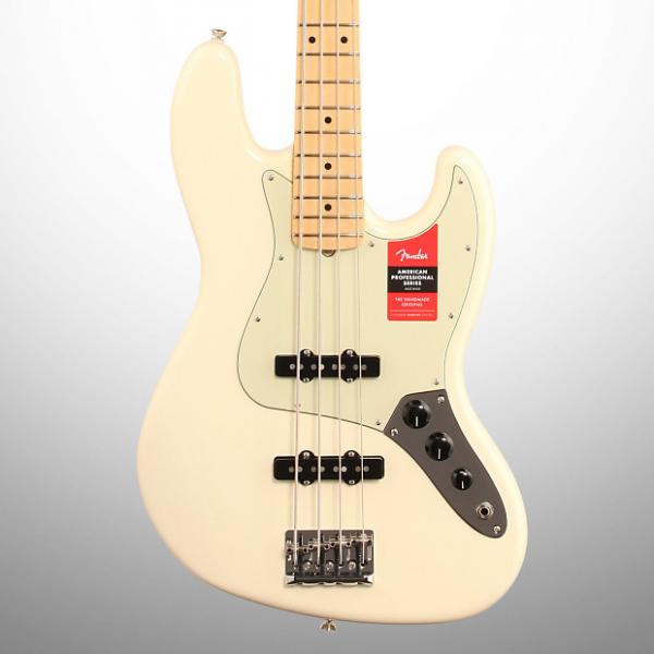 Custom Fender American Pro Jazz Electric Bass, Maple Fingerboard (with Case), Olympic White #1 image