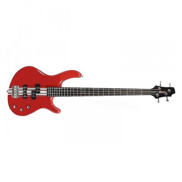 Custom Cort ACT4SPSRD - Guitare basse scarlet red, bandes blanches #1 image