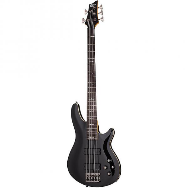 Custom Schecter Omen 5 String Electric Bass Guitar Ivory Binding Gloss Black #1 image