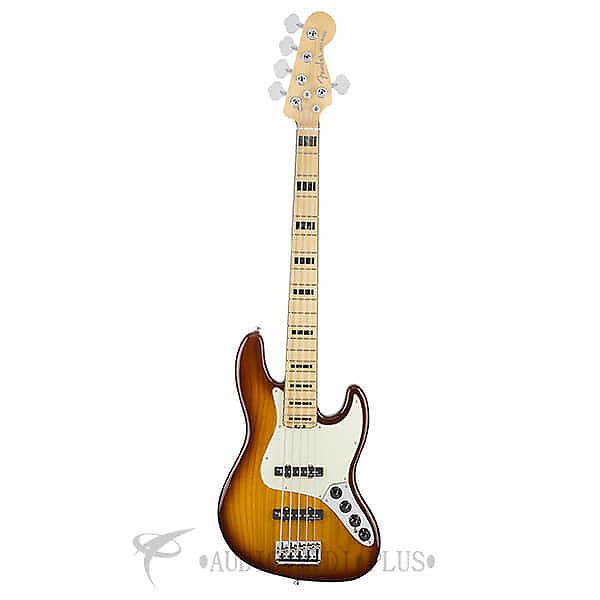 Custom Fender American Elite Jazz Ash Maple Fingerboard 5 Strings Electric Bass Guitar Tobacco Sunburst #1 image