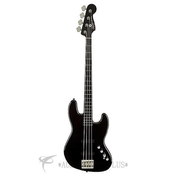 Custom Fender Squier Deluxe Jazz Ebonol Fingerboard Active 4-String Electric Bass Guitar Black - 300574506 #1 image