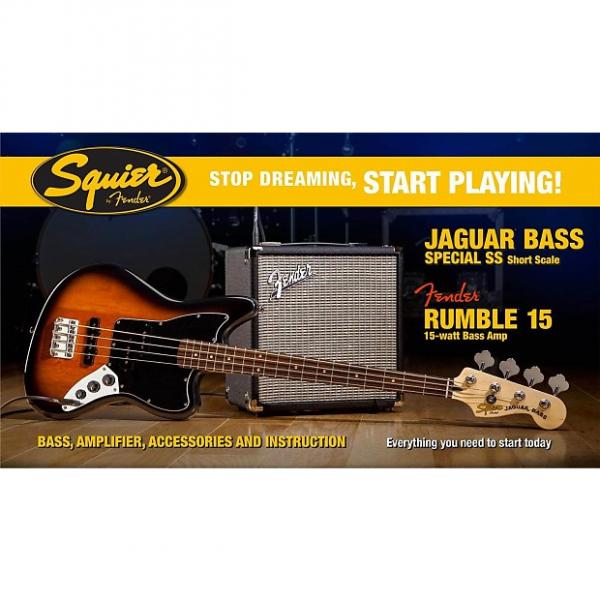 Custom Fender Squier Affinity Jaguar Bass Pack With Rumble 15 Amp, Brown Sunburst #1 image