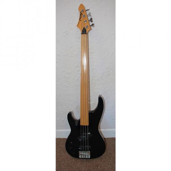 Custom Aria fretless 4-string bass, left handed,  2000, Black #1 image