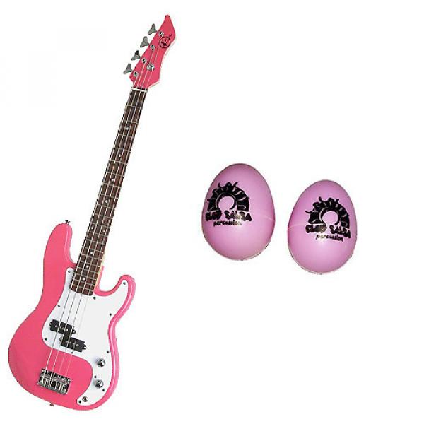 Custom Bass Pack-Pink Kay Electric Bass Guitar Medium Scale w/Pink Egg Shakers #1 image