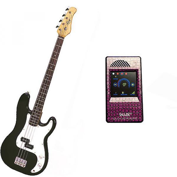 Custom Bass Pack-Black Kay Electric Bass Guitar Medium Scale w/Metronome (Purple Snake) #1 image