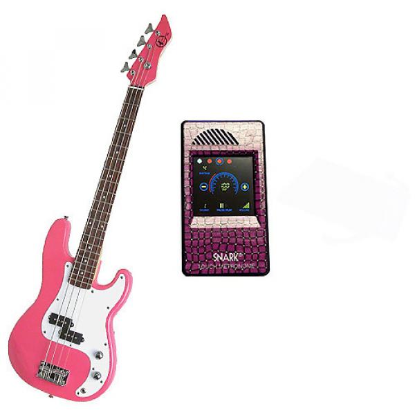 Custom Bass Pack-Pink Kay Electric Bass Guitar Medium Scale w/Metronome (Purple Snake) #1 image