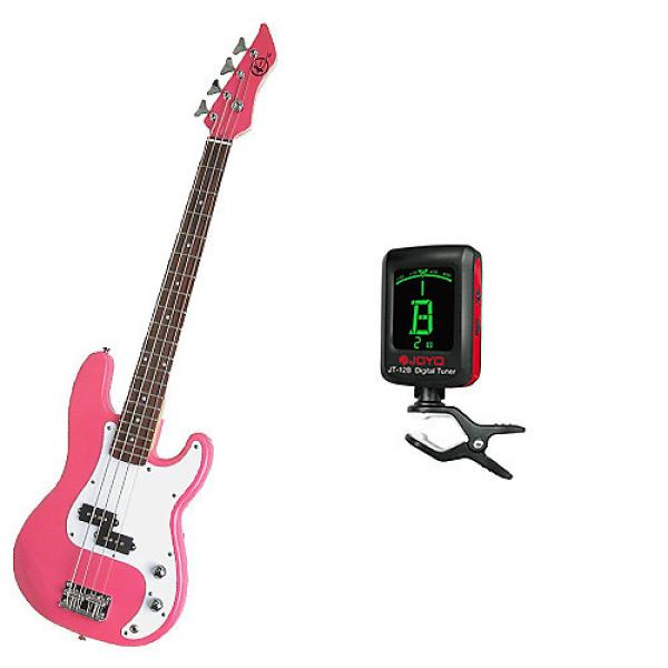 Custom Bass Pack-Pink Kay Electric Bass Guitar Medium Scale w/Meisel COM-80 Tuner #1 image