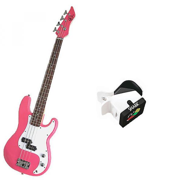 Custom Bass Pack-Pink Kay Electric Bass Guitar Medium Scale w/Snark SN3 Tuner #1 image