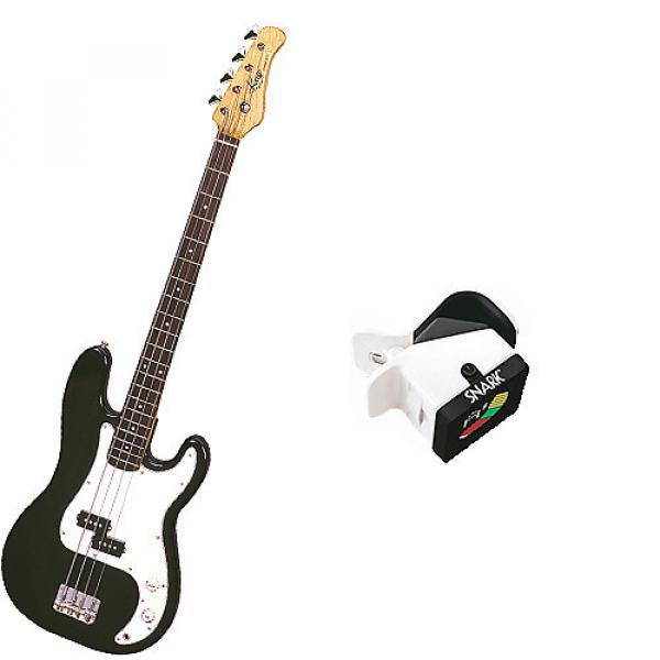 Custom Bass Pack-Black Kay Electric Bass Guitar Medium Scale w/Snark SN3 Tuner #1 image
