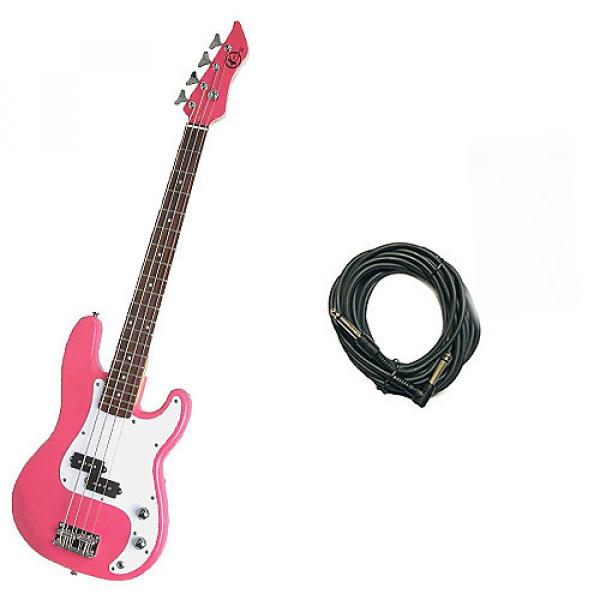 Custom Bass Pack - Pink Kay Electric Bass Guitar Medium Scale w/20ft Cable #1 image