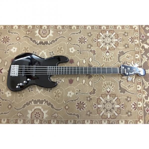 Custom 2015 Squier Deluxe Jazz Bass V Active in Black with Ebonol Fingerboard and Professional Setup! #1 image