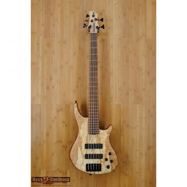 Custom Roscoe SKB Standard Plus 5 string bass guitar 2016 Quilted Spalt Maple #1 image