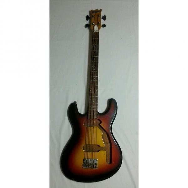 Custom Early Vintage Late 60s Univox Hi Flier Mosrite Style Bass Guitar Vintage Sunburst #1 image