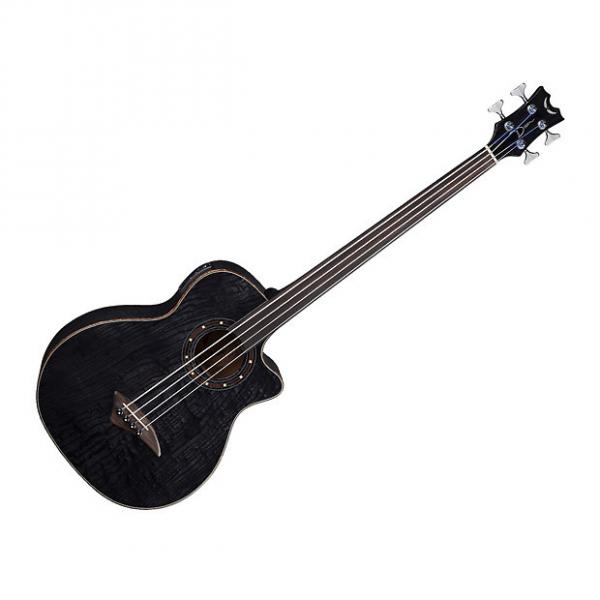 Custom Dean EQABA FL TBK Exotica Quilt Ash Acoustic/Electric Bass Guitar Fretless Trans Black - Open Box #1 image