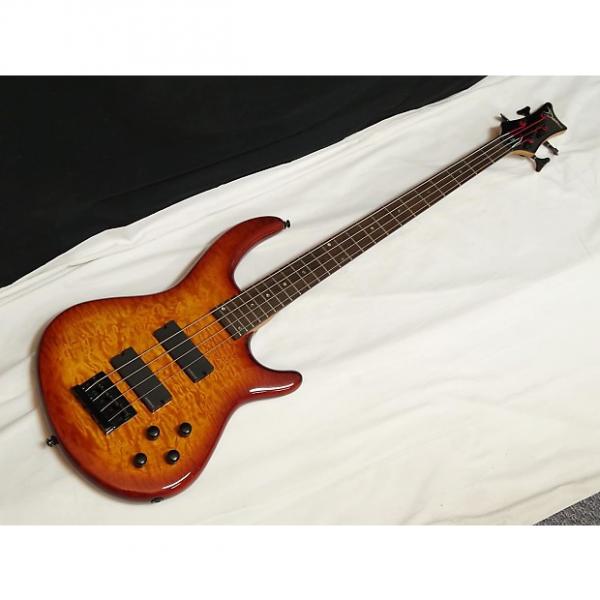 Custom DEAN Edge Q4 Quilt Maple 4-string BASS guitar Trans Amber - EMG HZ Pickups #1 image