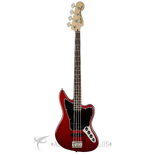 Custom Fender Squier Vintage Modified Jaguar Rosewood FB Electric Bass Crimson Red Transparent - 0328900538 #1 image