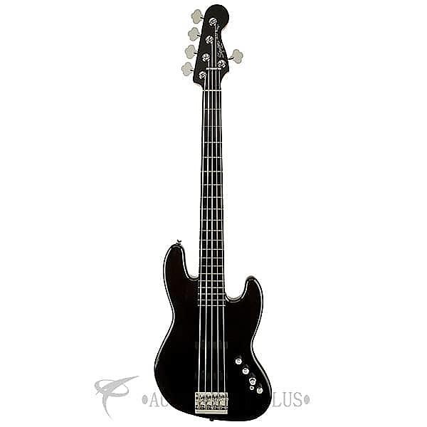 Custom Fender Squier Deluxe Jazz V Active Ebonol FB Electric Bass Black - 0300575506 - 717669570323 #1 image