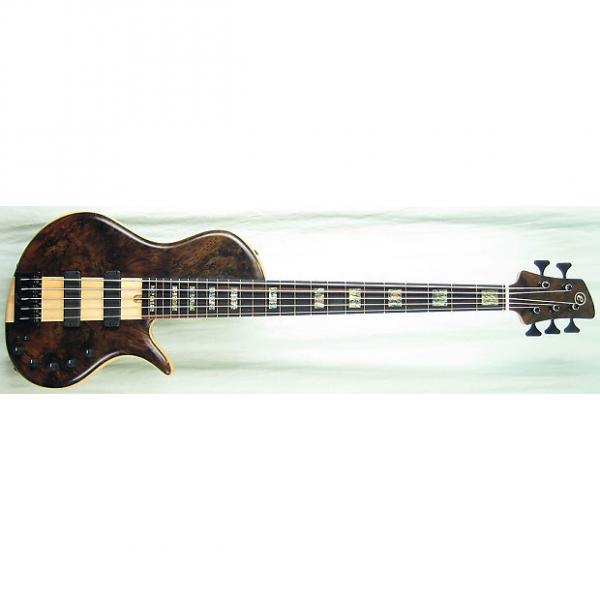 Custom Elrick Handcarved e-volution 5-String Bass Guitar, Platinum Series Single-Cut, Macassar Ebony Fb. #1 image