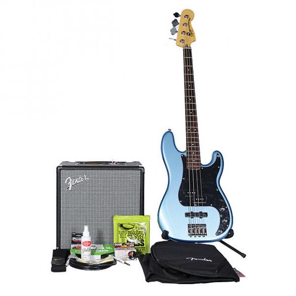 Custom Squier Vintage Modified Precision PJ Bass 4 BadAxe Bundle Lake Placid Blue w/Rumble 25 Amp #1 image