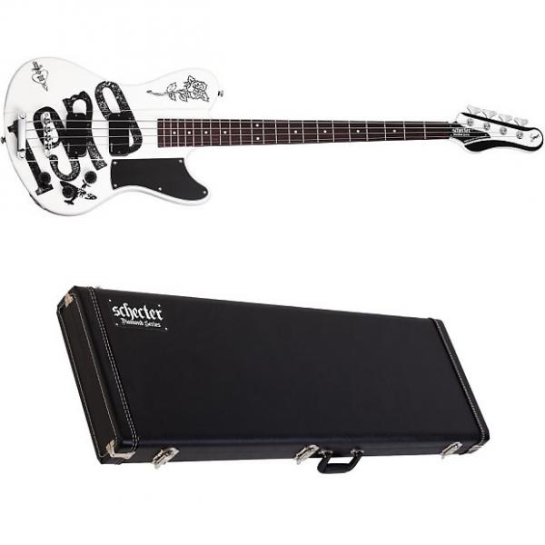 Custom Schecter Simon Gallup Ultra Spitfire Gloss White with Graphic Bass with Hardshell Case #1 image