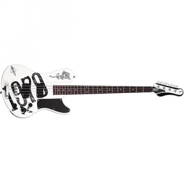 Custom Schecter Simon Gallup Ultra Spitfire Gloss White with Graphic Bass with Free Gig Bag #1 image