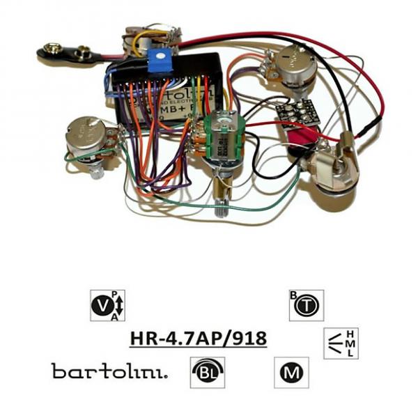 Custom Bartolini 4.7 Compact Preamp 2-Pickup 4-Knob 1-Switch 3-Band Vol - Bl - Mid - Treb/Bass Stack - Mid Sw #1 image