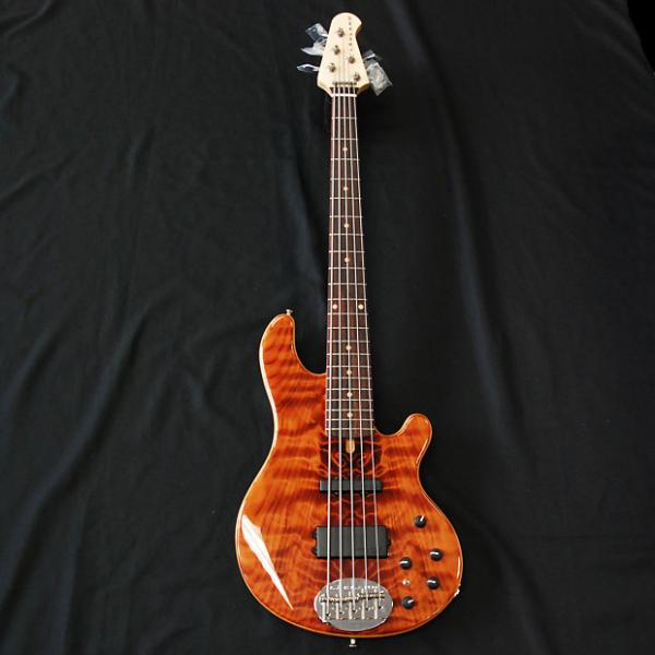 Custom Lakland USA Custom Deluxe Flamed Redwood 5 String Bass #1 image
