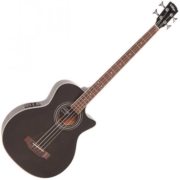 Custom Vintage VCB430TBK Black Acoustic Bass Guitar #1 image