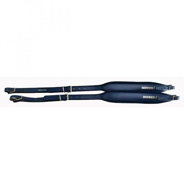 Custom Hohner ACC13 BLUE 38-Inch 43-Key Accordion Strap, Blue, Italian Leather #1 image