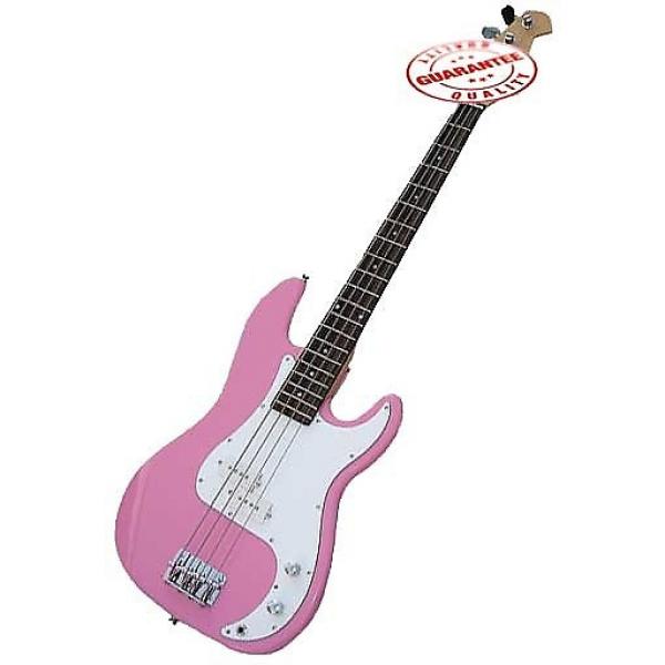 Custom Electric Bass Guitar with Bag, Strap and Tuner, Pink #1 image