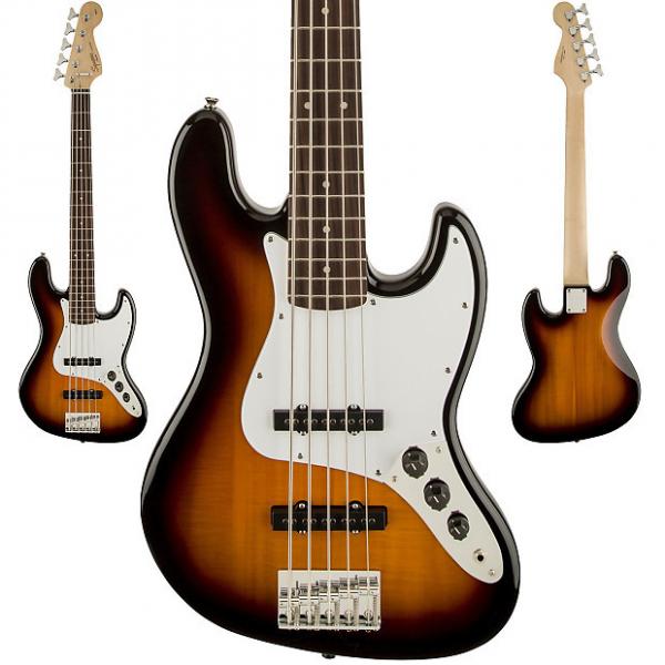 Custom Squier Affinity Series 5 String Jazz Bass Guitar V  In Brown Sunburst Finish Rosewood Fretboard NEW! #1 image
