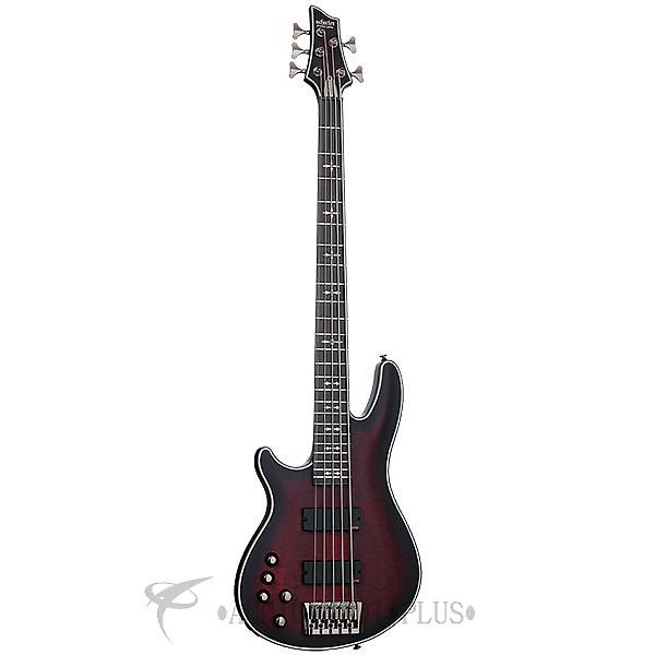 Custom Schecter Hellraiser Extreme-5 LH Ebony Electric Bass Crimson Red Burst Satin - 1921 - 81544704005 #1 image