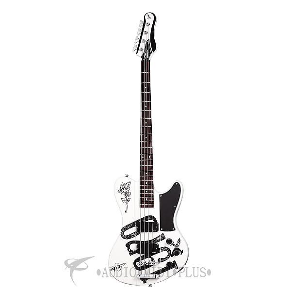 Custom Schecter Simon Gallup Ultra Spitfire Rosewood FB Electric Bass Gloss White - 2263 - 81544703480 #1 image
