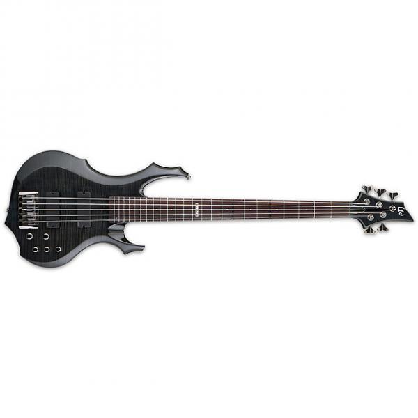 Custom ESP LTD F-Series F-415 Flamed Maple See Thru Black 5-String Bass Guitar w/ EMGs #1 image