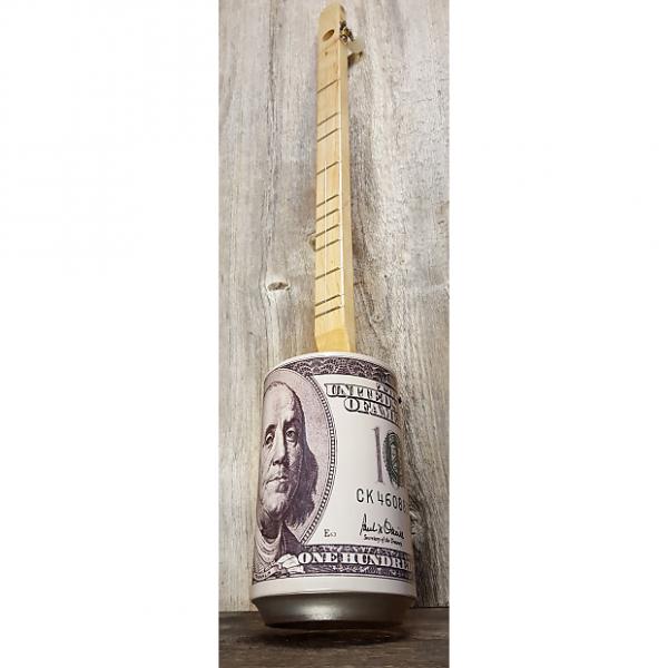 Custom The Ben Franklin $100 Bill Tin Bank Canjo - One string, easy and fun to play! #1 image
