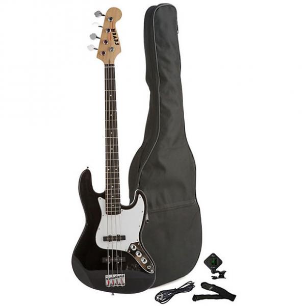 Custom Fever 4-String Electric Jazz Bass Style with Gig Bag, Clip on Tuner, Cable and Strap, Color Black #1 image