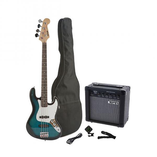 Custom Fever 4-String Electric Jazz Bass Style with 20-Watts Amplifier, Gig Bag, Clip on Tuner, Cable and Strap, Color Blue #1 image