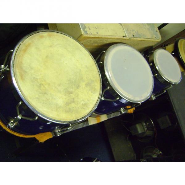 Custom Bina 3 wood hand drums 1980s Blue finish #1 image