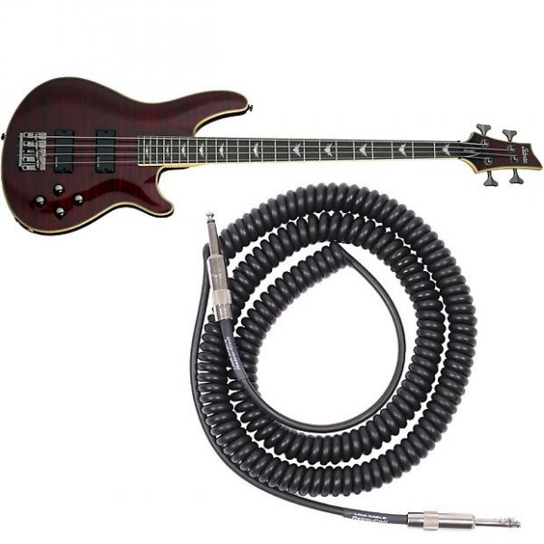 Custom Schecter Omen Extreme 4-String Electric Bass Guitar in Black Cherry &amp; Lava Cable #1 image