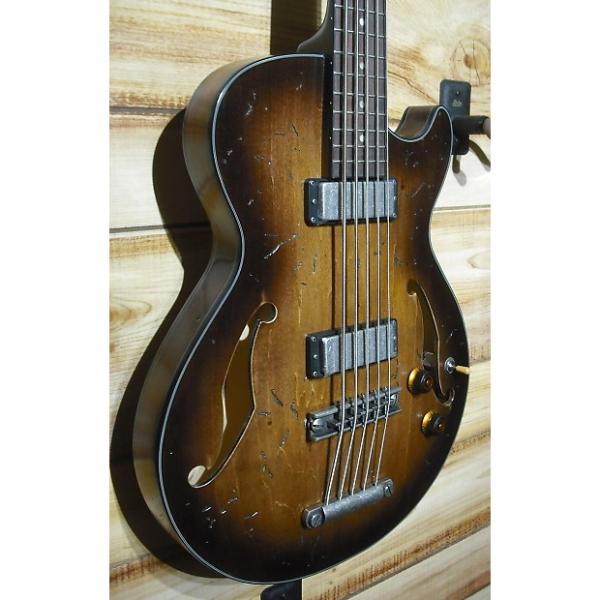 Custom New Ibanez AGBV205A 5 String Semi Hollow Body Electric Bass Guitar Tobacco Burst w/Case #1 image