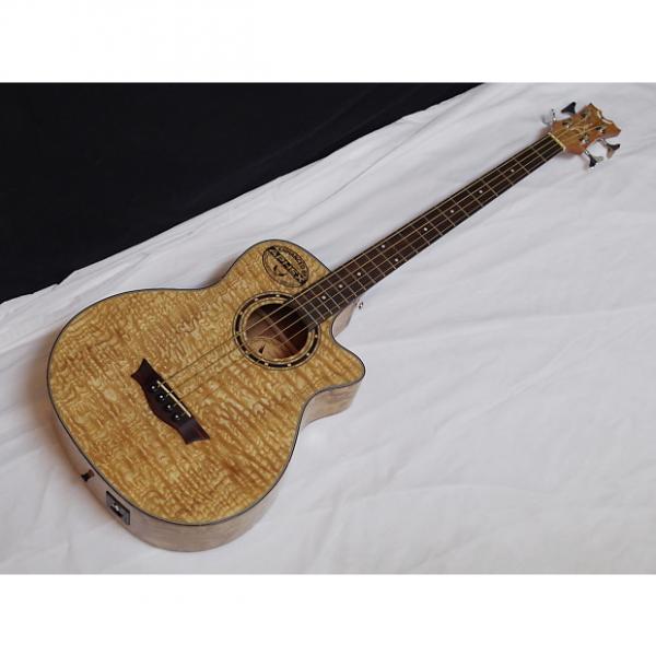 Custom DEAN Exotica Quilt Ash acoustic electric 4-string BASS guitar Natural EQA EQABA #1 image