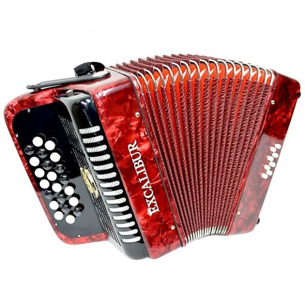 Custom Excalibur Chromatic Button Accordion 12 Bass 2016 Red #1 image